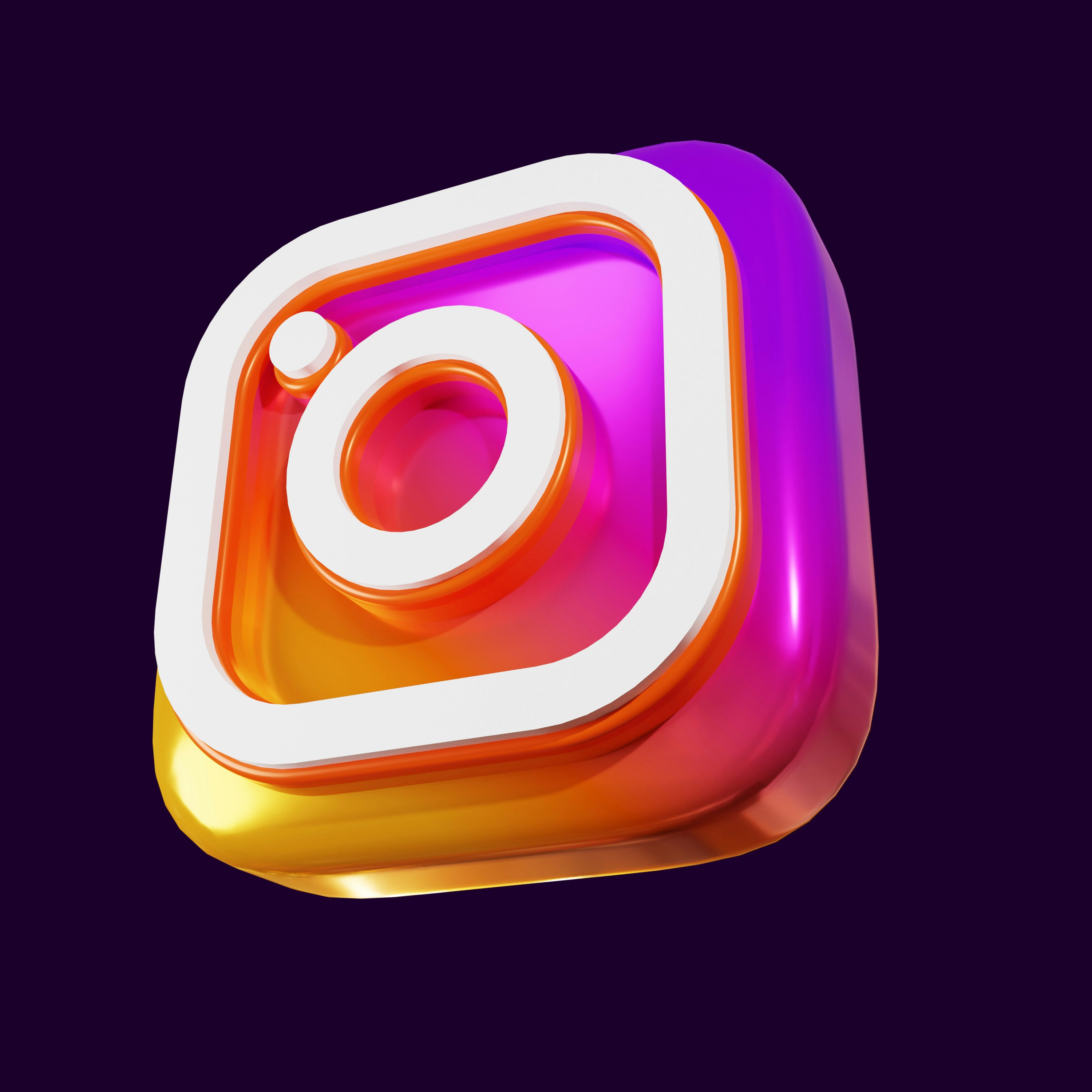 Instagram 3D Render Icon for design element